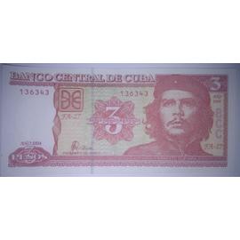 Billet de 3 pesos cubains à l'effigie de Che Guevara