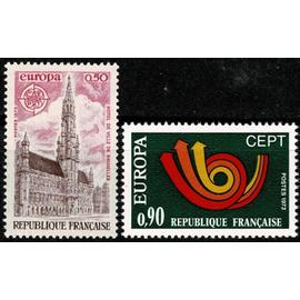 Europa : Bruxelles et cor postal la paire année 1973 n° 1752 1753 yvert et tellier luxe