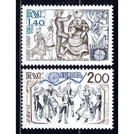 Europa : folklore : danses traditionnelles "bourrée" et "Sardane" la paire année 1981 n° 2138 2139 yvert et tellier luxe