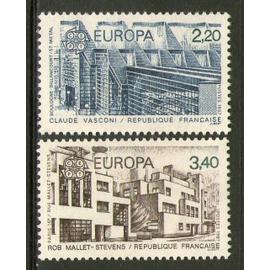 Europa : architecture moderne Claude Vasconi et Mallet Stevens la paire année 1987 n° 2471 2472 yvert et tellier luxe