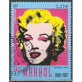 France 2003, Beau timbre Yvert 3628, portrait Maryline Monroe Par Andy Warhol, oblitéré, TBE