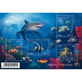 Série nature (26) : faune marine : poissons tropicaux feuillet 4646 année 2012 n° 4646 4647 4648 4649 yvert et tellier luxe