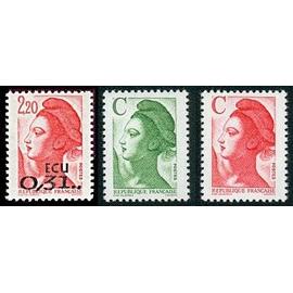 france 1988 / 1990, très beaus timbres neufs** luxe yvert 2530, 2615 et 2616, type liberté par gandon d