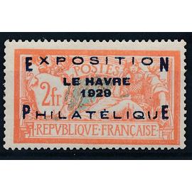 Exposition philatélique du Havre type merson surchargé année 1929 n° 257a yvert et tellier luxe qualité+ (sans gomme)