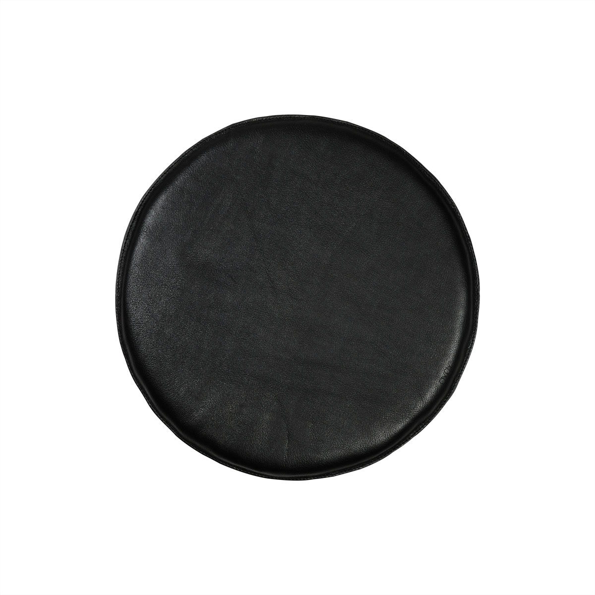 Coussin noir en cuir Ø40x2,5cm