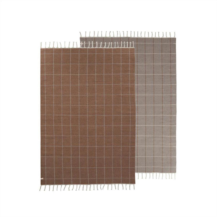 Tapis d´entrée marron en laine et en coton H200x140cm