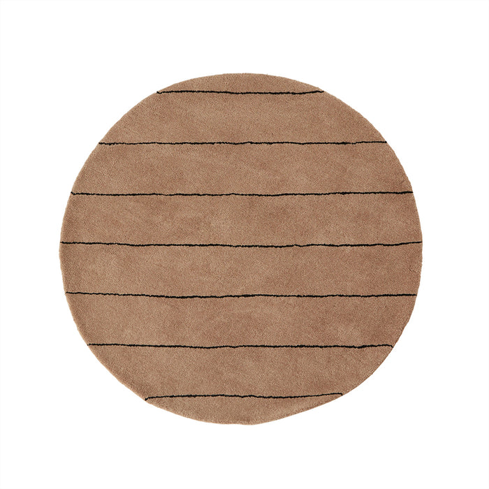 Tapis à rayures marron Circle en laine et en coton Ø120cm