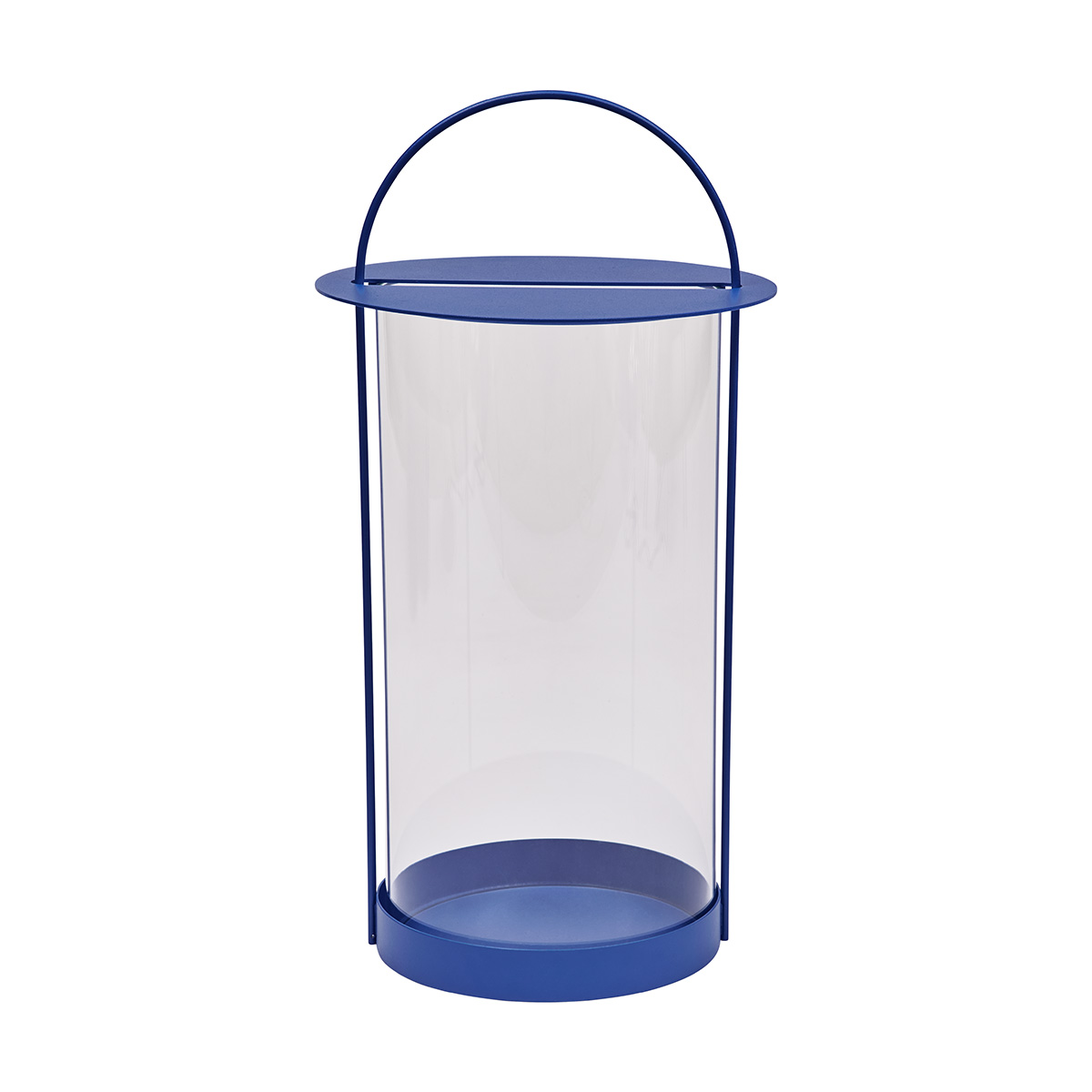 Lanterne bleu en métal et en verre Ø25xH48cm