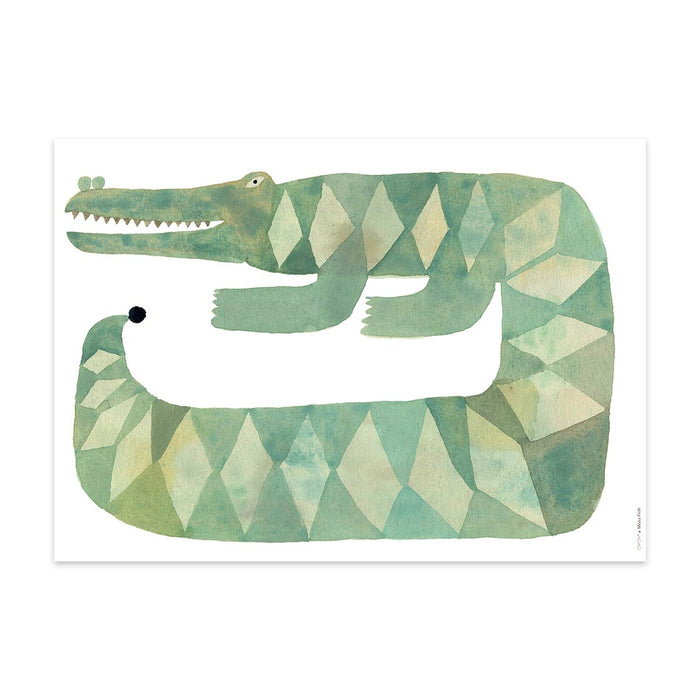 Poster Gustav Le Crocodile vert en papier H50x70cm